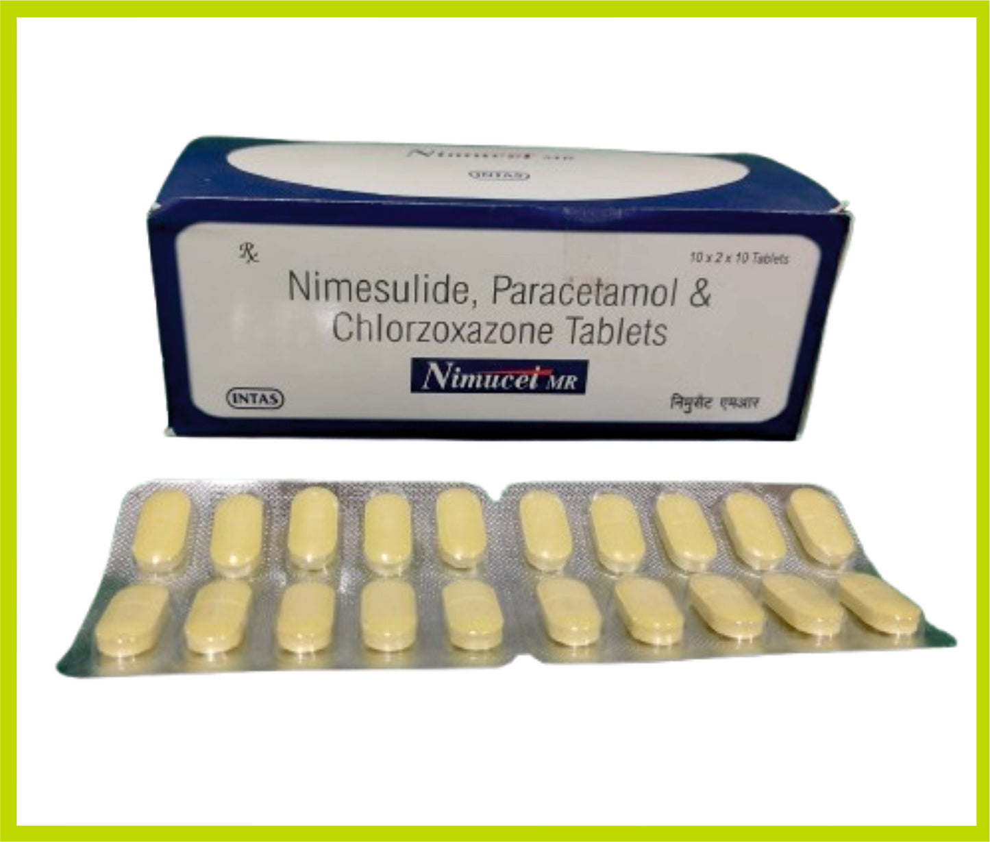 Nimucet-Mr 10 Tab Nimesulide 100 mg + Paracetamol 325 mg + Chlorzoxazone 375 mg by Intas