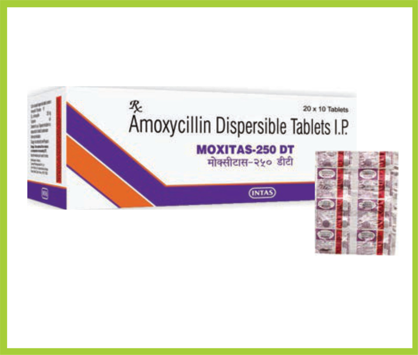 Moxitas-250 Dt 10 Tab Amoxycillin 250 mg by Intas