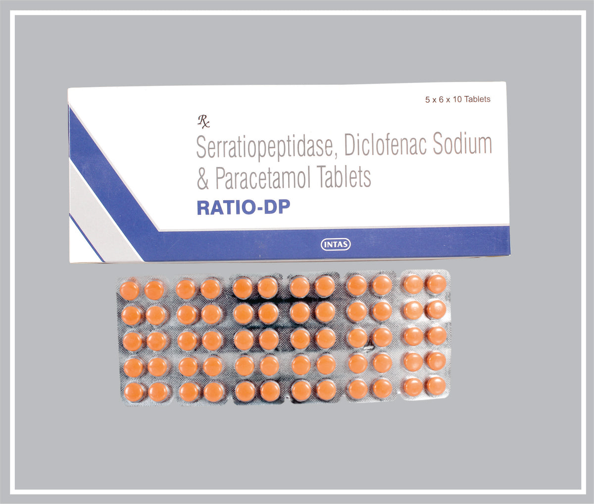 Ratio-Dp 10 Tab (Diclofenac Sodium 50 Mg, Paracetamol 325 Mg, Serratiopeptidase 10 Mg Tab) By Intas
