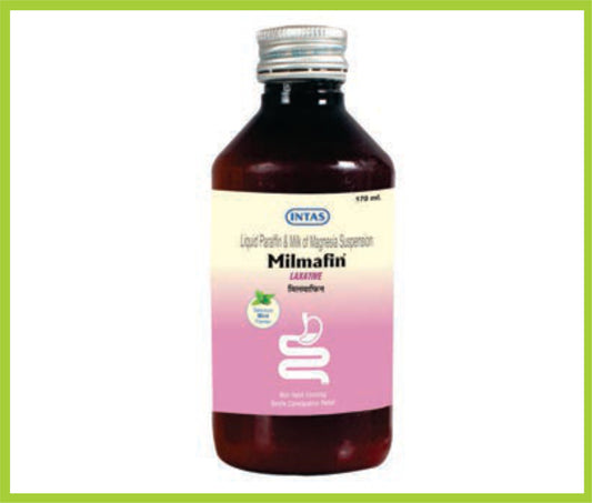 Milmafin 170Ml (Mint Flavour) Milk of Magnesia 11.25 ml + Liquid Paraffin 3.75 ml/15 ml by Intas
