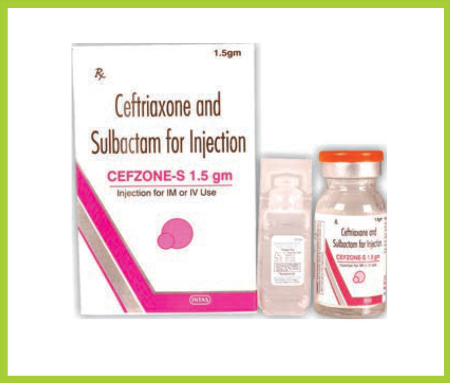 Cefzone-S 1500 Inj Ceftriaxone 1000 mg + Sulbactam 500 mg by Intas