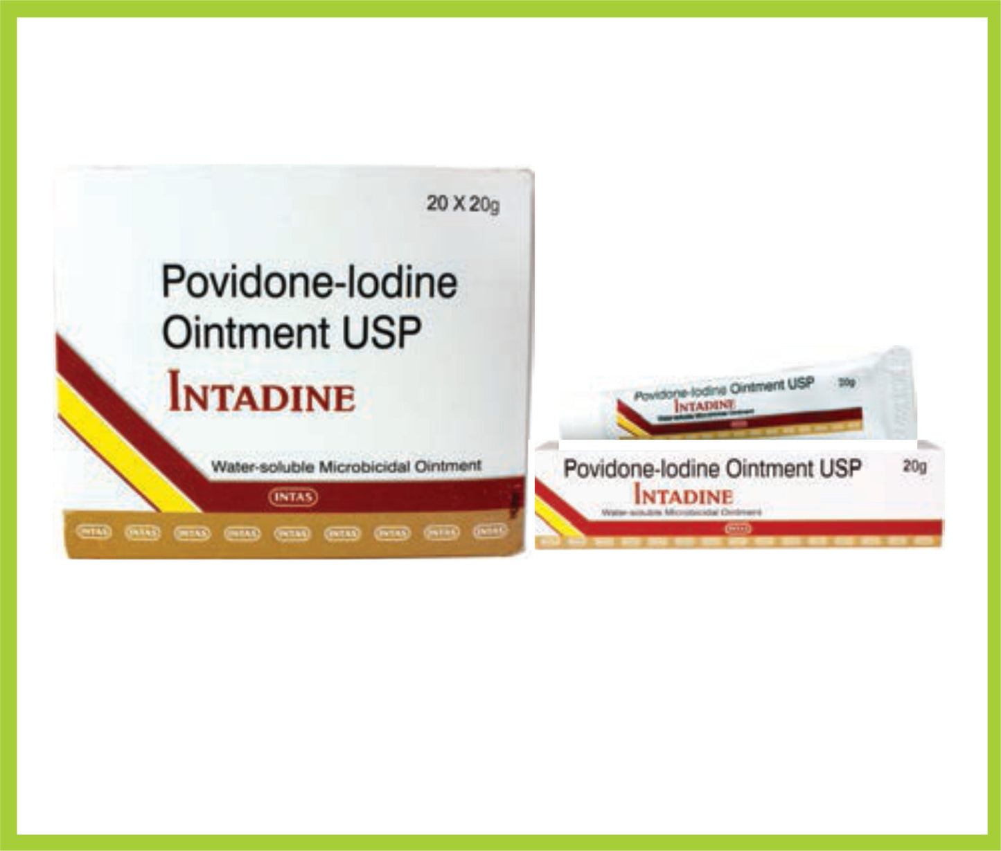 Intadine Ointment 20Gm Povidone Iodine 5% w/w by Intas