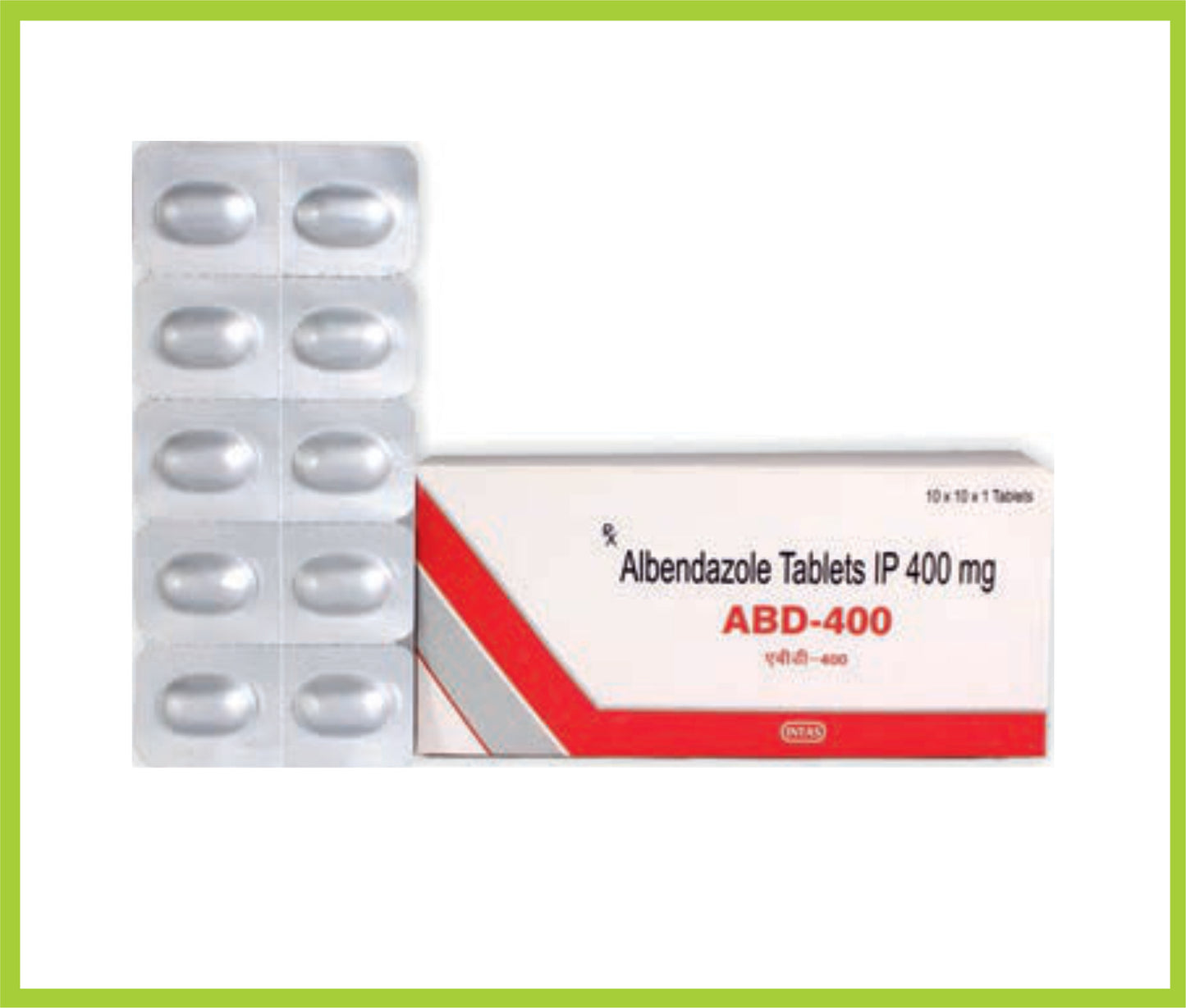 ABD-400 1 TAB (ALU-ALU) (Albendazole 400 mg) by Intas