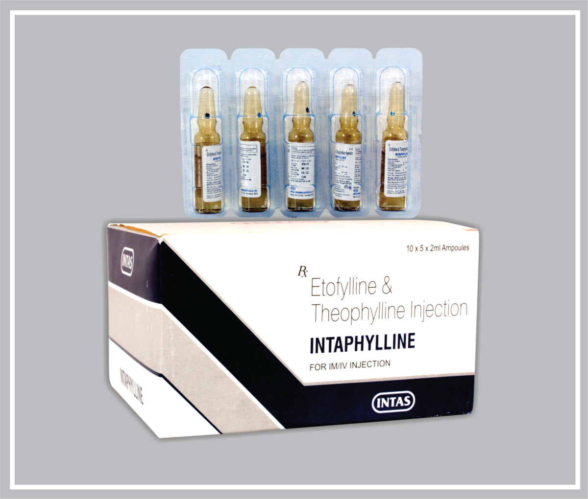 Intaphylline Inj 2 Ml (Etofylline 84.7Mg + Theophylline 25.3Mg /2Ml , Ampoule) By Intas