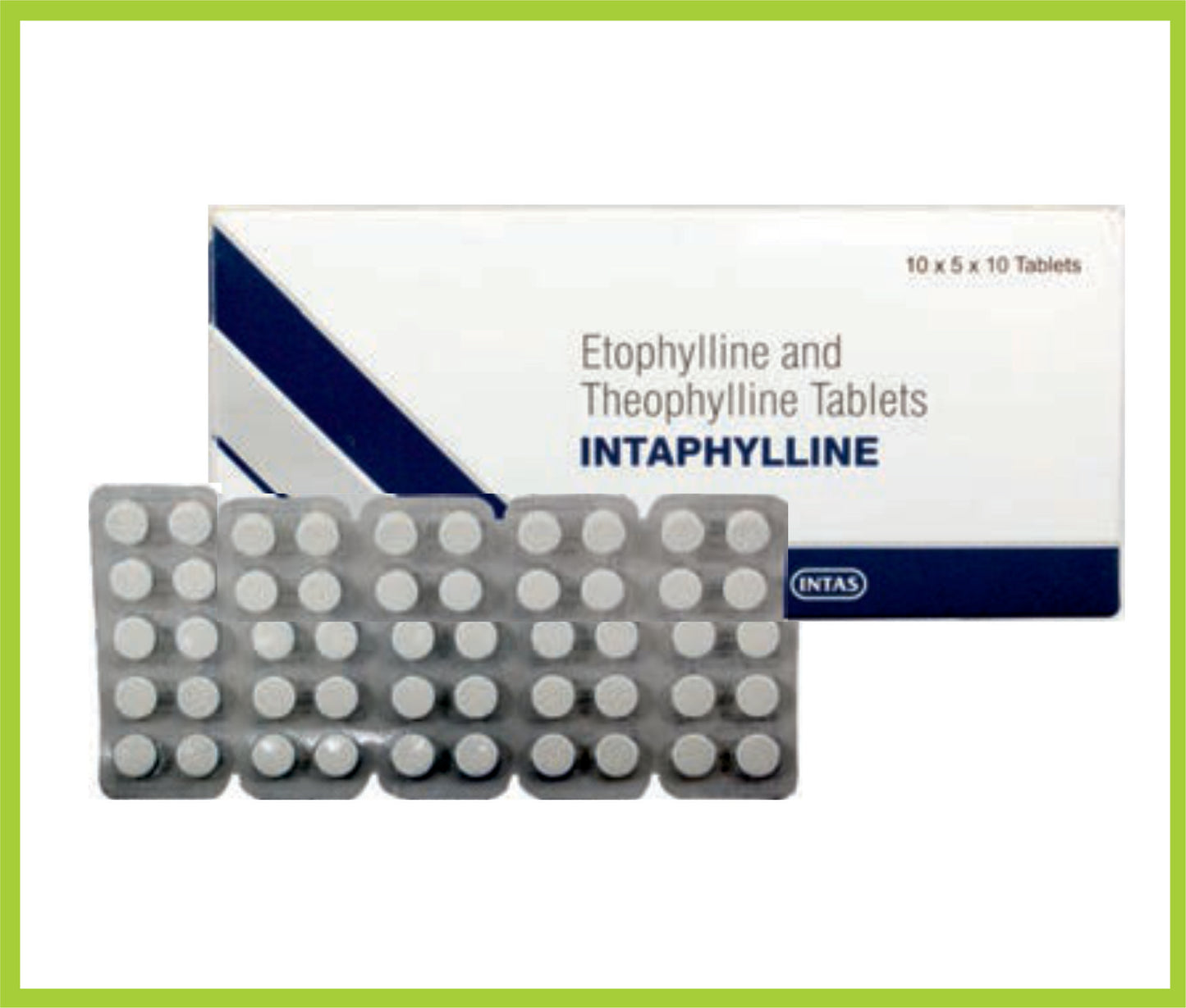 INTAPHYLLINE 10 TAB (Etophylline 77 mg + Theophylline 23 mg) by Intas