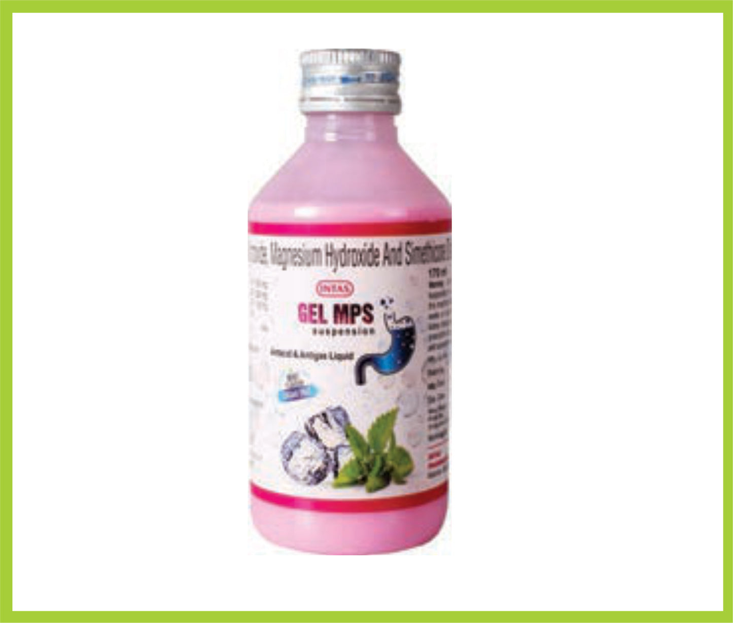 Gel Mps 170Ml (Mint Flavour) (Dried Aluminium Hydroxide 250 Mg/10 Ml, Magnesium Hydroxide 250 Mg/10 Ml, Simethicone 50 Mg/10 Ml Gel) By Intas