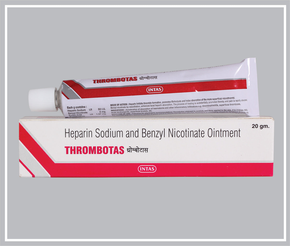 Thrombotas Cream 20Gm (Heparin Sodium 50 Iu/G, Benzyl Nicotinate 2 Mg/G Cream) By Intas