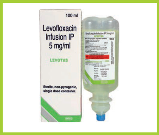 Levotas Inj 100Ml Levofloxacin 500 mg + Sodium Chloride 900 mg by Intas