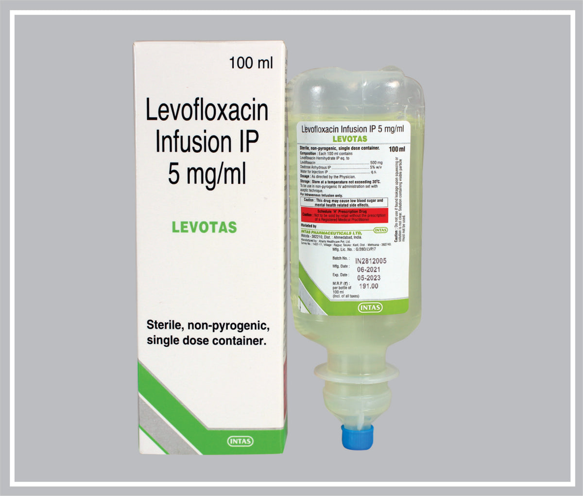 Levotas Inj 100Ml (Levofloxacin 500 Mg Inj) By Intas