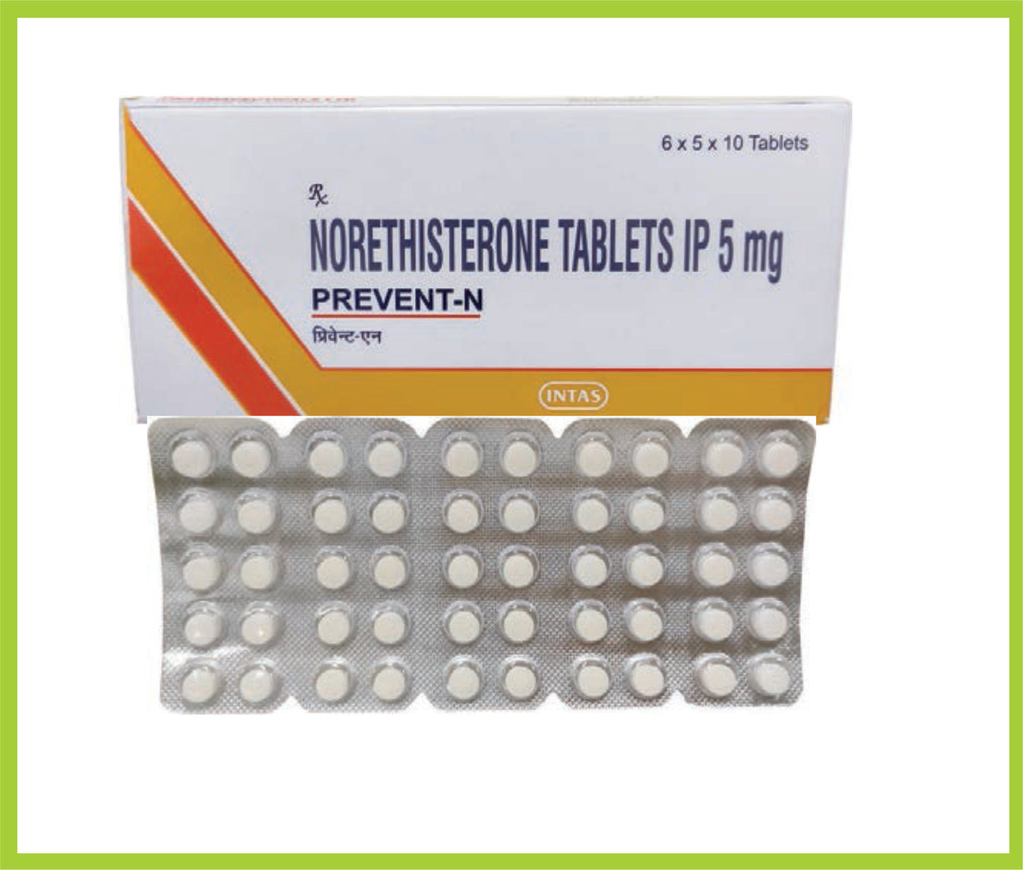 Prevent N 10 Tab Norethisterone 5 mg by Intas