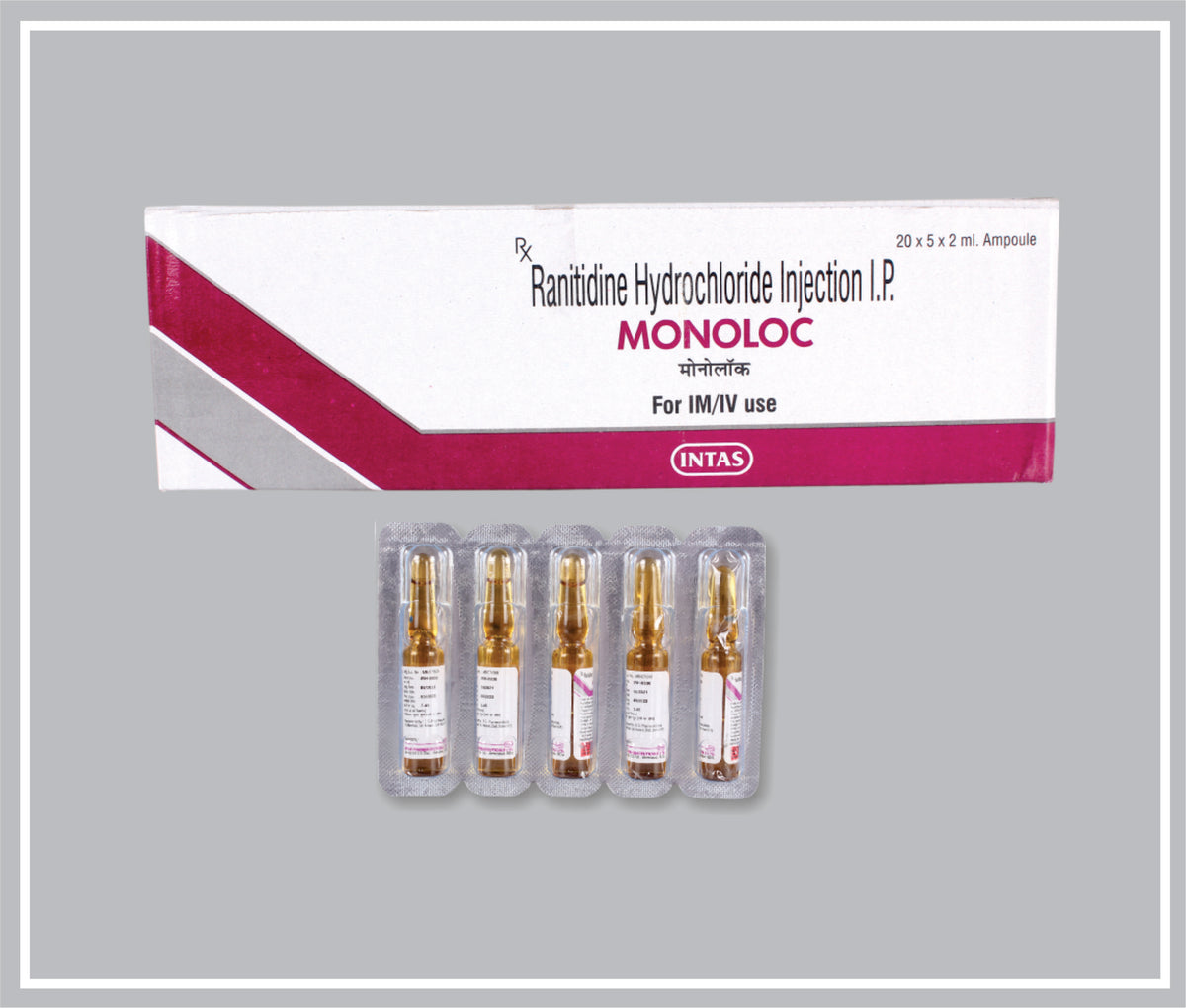 Monoloc Inj 2Ml Amp (Ranitidine Hydrochloride 25Mg, Ampoule) By Intas