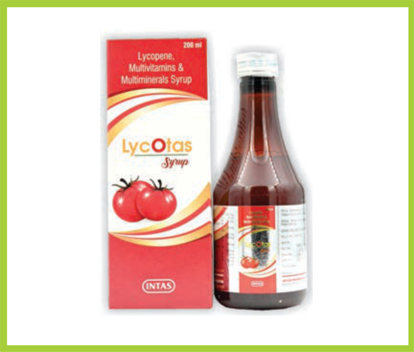 Lycotas Syrup 200 Ml (Lycopene, Multivitamin, Multiminerals Syr) By Intas
