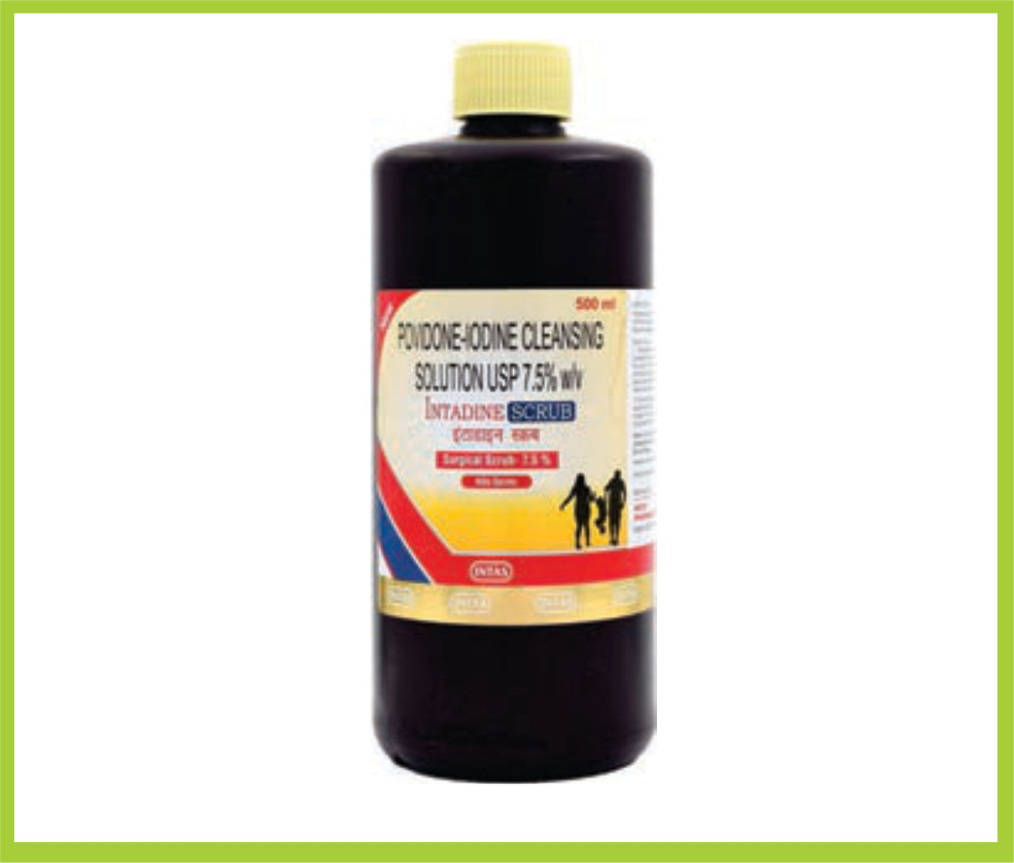INTADINE SCRUB 500ML (Povidone Iodine 7.5% (0.75% w/v available iodine)) by Intas