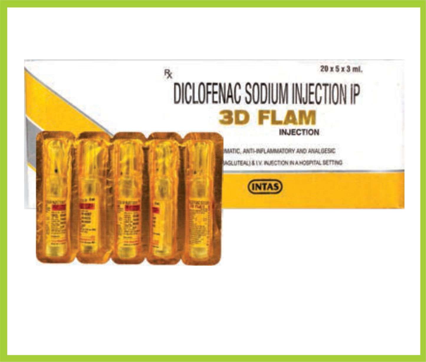 3D FLAM INJ 3ML (Diclofenac Sodium 25 mg) by Intas