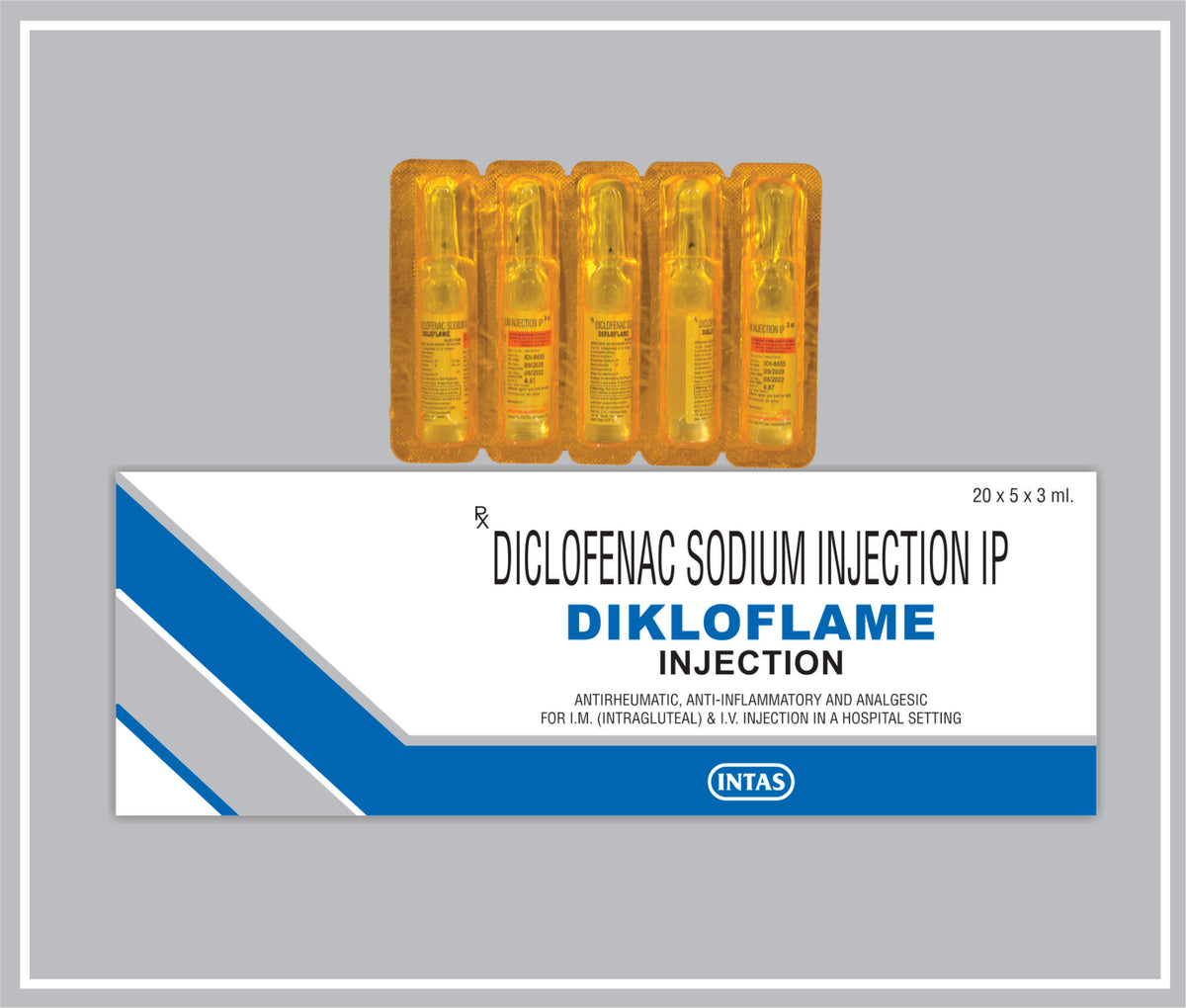 Dikloflame Inj 3 Ml (Diclofenac Sodium 25 Mg/Ml Inj) By Intas