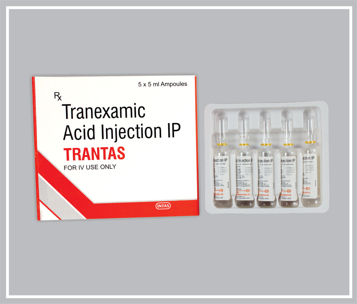 Trantas 5Ml Amp. (Tranexmic Acid 500Mg, Ampoule) By Intas
