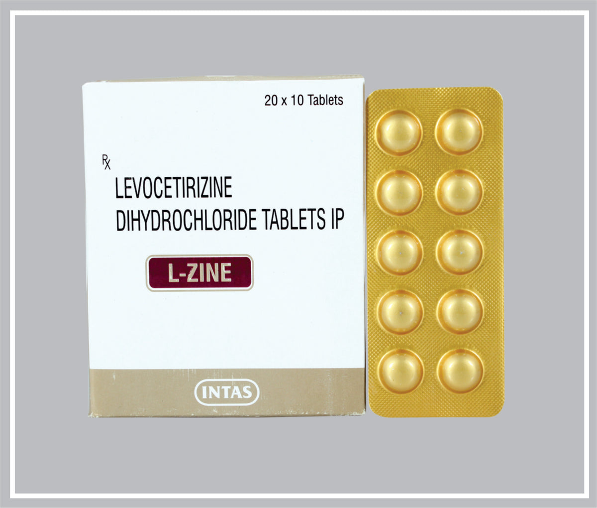 L- Zine 10 Tab (Levocetirizine Dihydrochloride 5Mg, Uncoated Tablet) By Intas