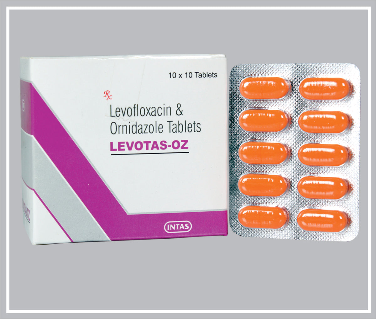 Levotas Oz 10 Tab (Levofloxacin 250 Mg, Ornidazole 500 Mg Tab) By Intas