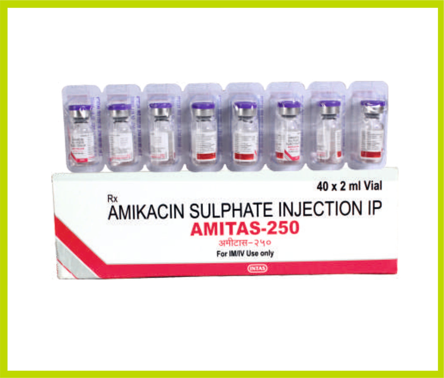 Amitas 250 Inj 2 Ml Amikacin 250 mg by Intas