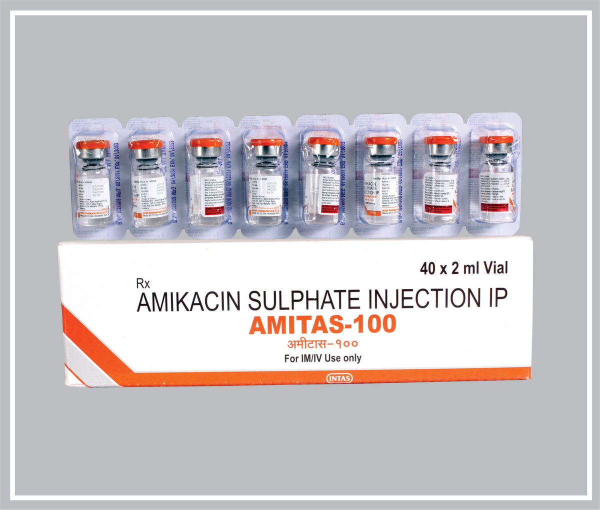 Amitas 100 Inj 2 Ml (Amikacin 100 Mg/2 Ml Inj) By Intas