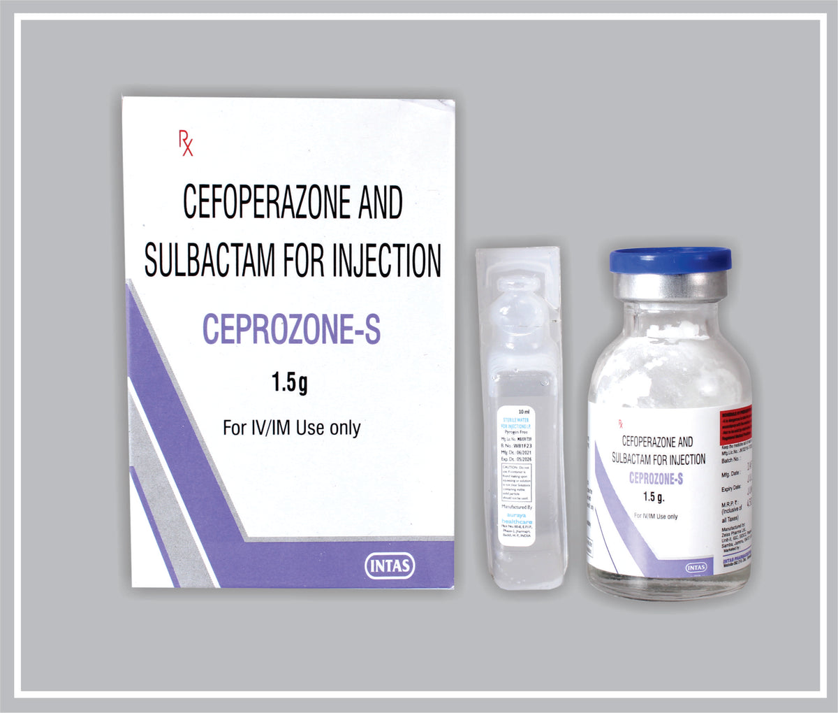 Ceprozone-S Inj. 1.5Gm (Cefoperazone Sodium 1 G, Sulbactam Sodium 500 Mg Inj) By Intas