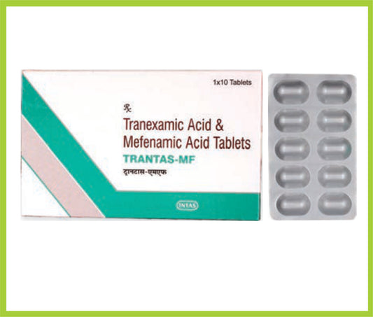 Trantas- Mf 10 Tab Tranexamic Acid 500 mg + Mefenamic Acid 250 mg by Intas