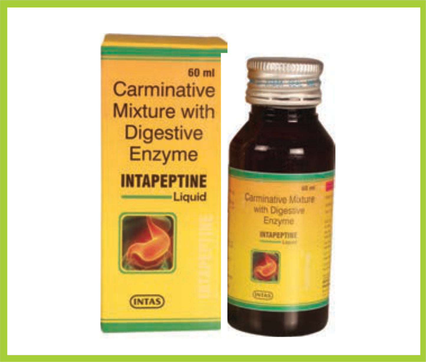 INTAPEPTINE SYRUP 60 ML (Alpha Amylase 100 mg + Papain 50 mg) by Intas