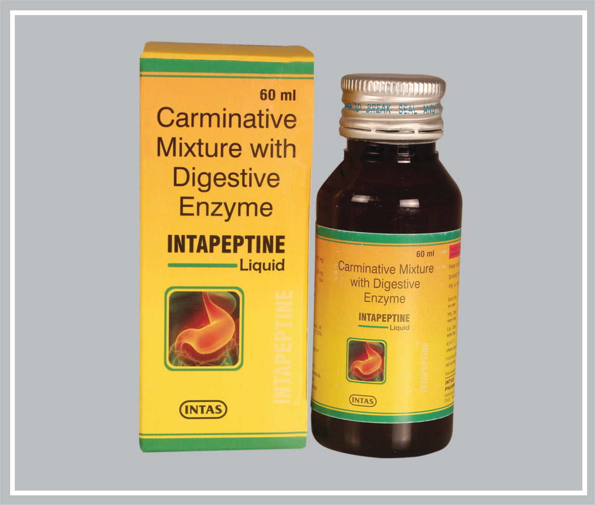 Intapeptine Syrup 60 Ml (Alpha Amylase 100Mg + Papain 50Mg /5Ml) By Intas