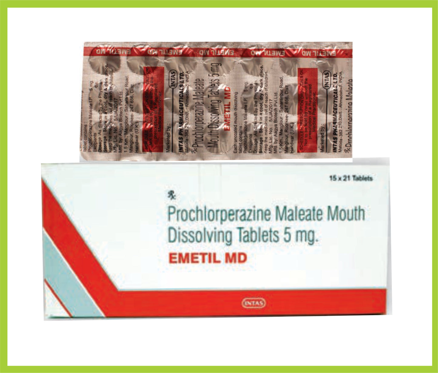 Emetil Md 21 Tab Prochlorperazine Maleate 5 mg by Intas
