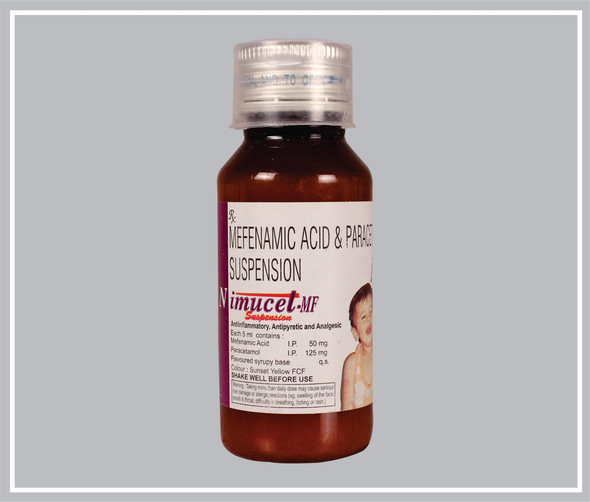 Nimucet-Mf Sus 60 Ml (Mefenamic Acid 50 Mg/5 Ml, Paracetamol 125 Mg/5 Ml Susp) By Intas
