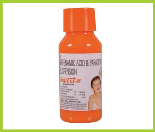 Nimucet-Mf (Orange) Sus 60 Ml Mefenamic Acid 50 mg + Paracetamol 125 mg by Intas