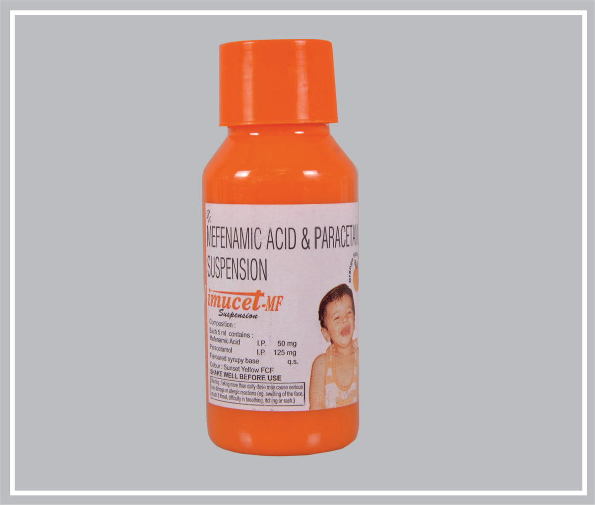 Nimucet-Mf (Orange) Sus 60 Ml (Mefenamic Acid 50 Mg, Paracetamol 125 Mg/5 Ml Susp) By Intas