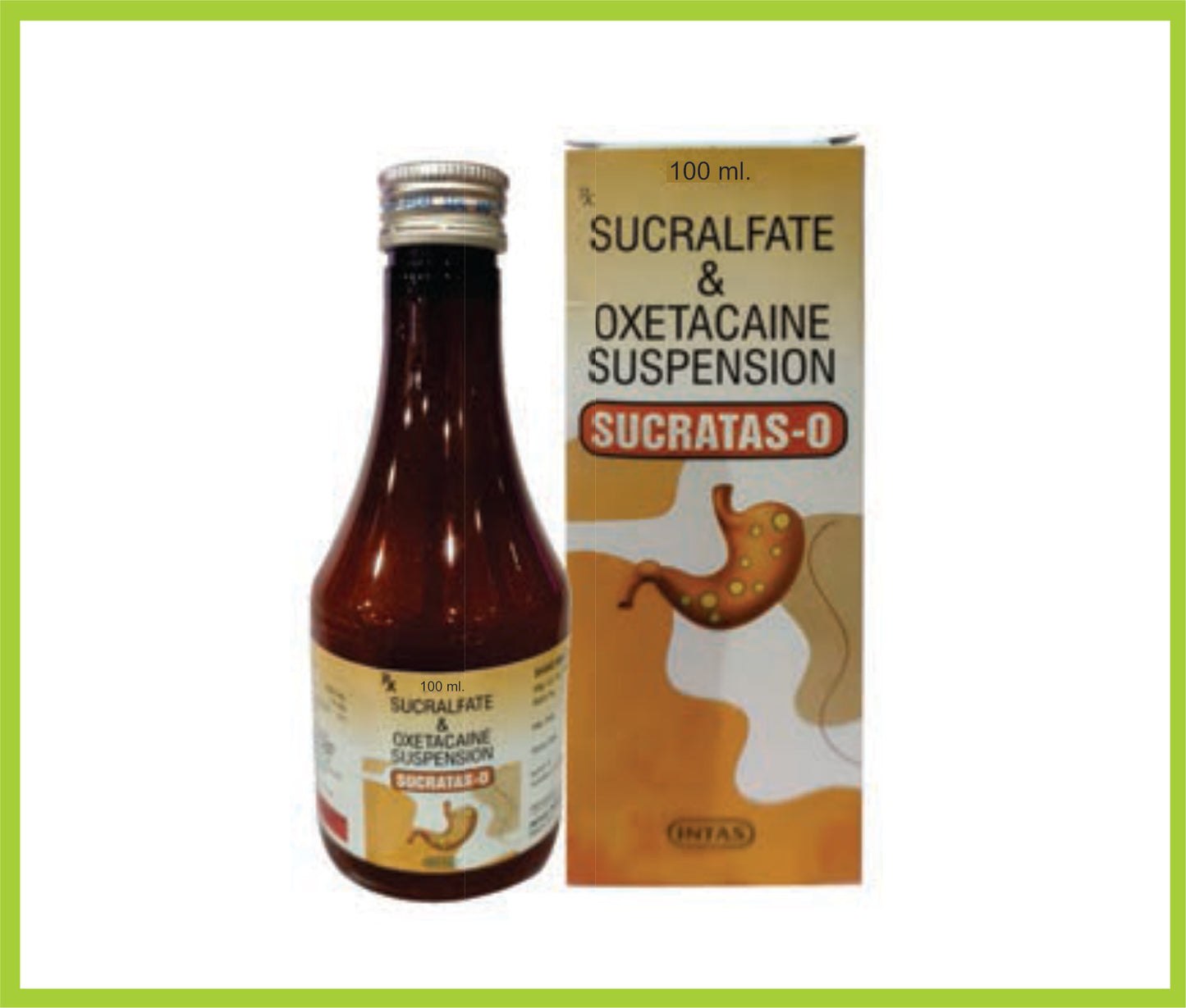 Sucratas- O Sus 100Ml Sucralfate 1000 mg + Oxetacaine 10 mg by Intas