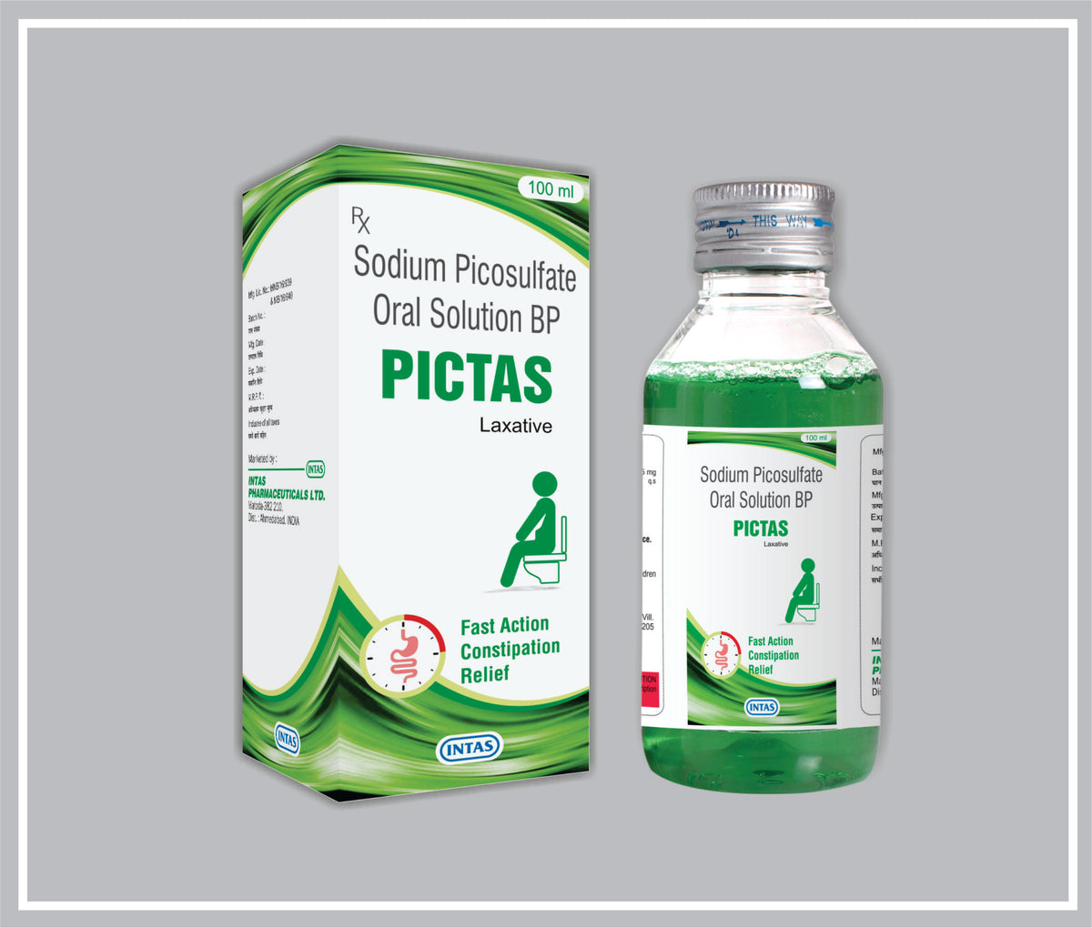 Pictas 100 Ml (Sodium Picosulfate 5 Mg/5 Ml) By Intas