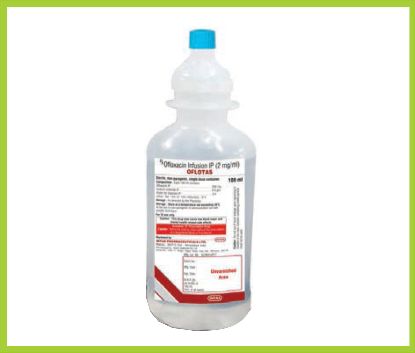 Oflotas Inj 100Ml (Without Carton) (Ofloxacin 200 Mg, Sodium Chloride 900 Mg Inj) By Intas