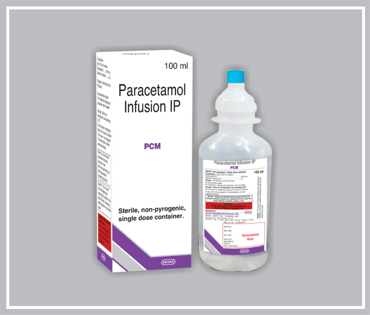 Pcm Inj. 100 Ml (Paracetamol 1% W/V Inj) By Intas