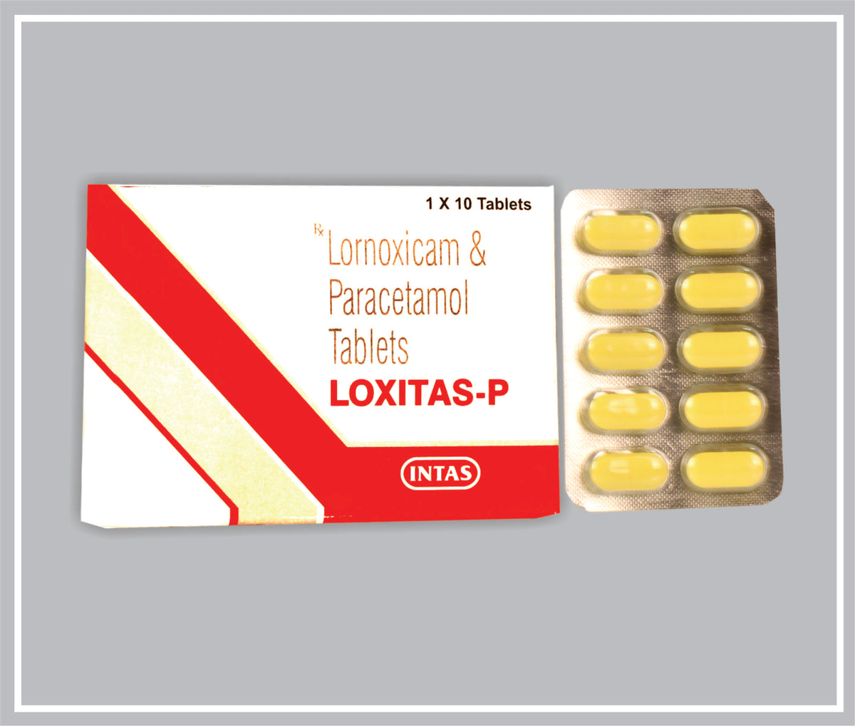 Loxitas-P 10 Tab (Lornoxicam 8Mg + Paracetamol 325Mg, Film Coated Tablet ) By Intas