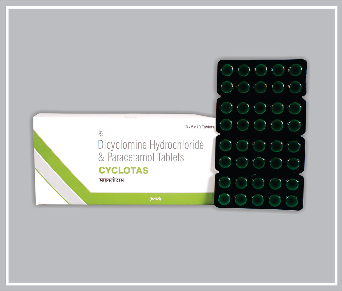Cyclotas 10 Tab (N) (Dicyclomine 20 Mg, Paracetamol 325 Mg Tab) By Intas