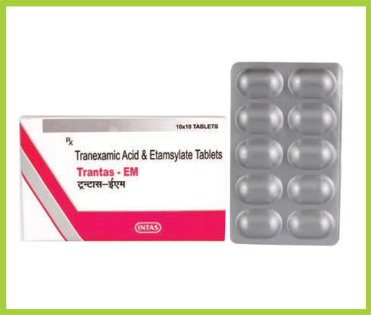 Trantas-Em 10 Tab Tranexamic Acid 250 mg + Etamsylate 250 mg by Intas