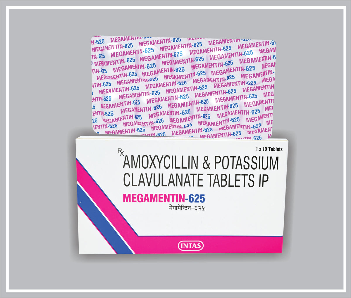 Megamentin-625 10 Tab (Amoxycillin 500 Mg, Potassium Clavulanate 125 Mg Tab) By Intas