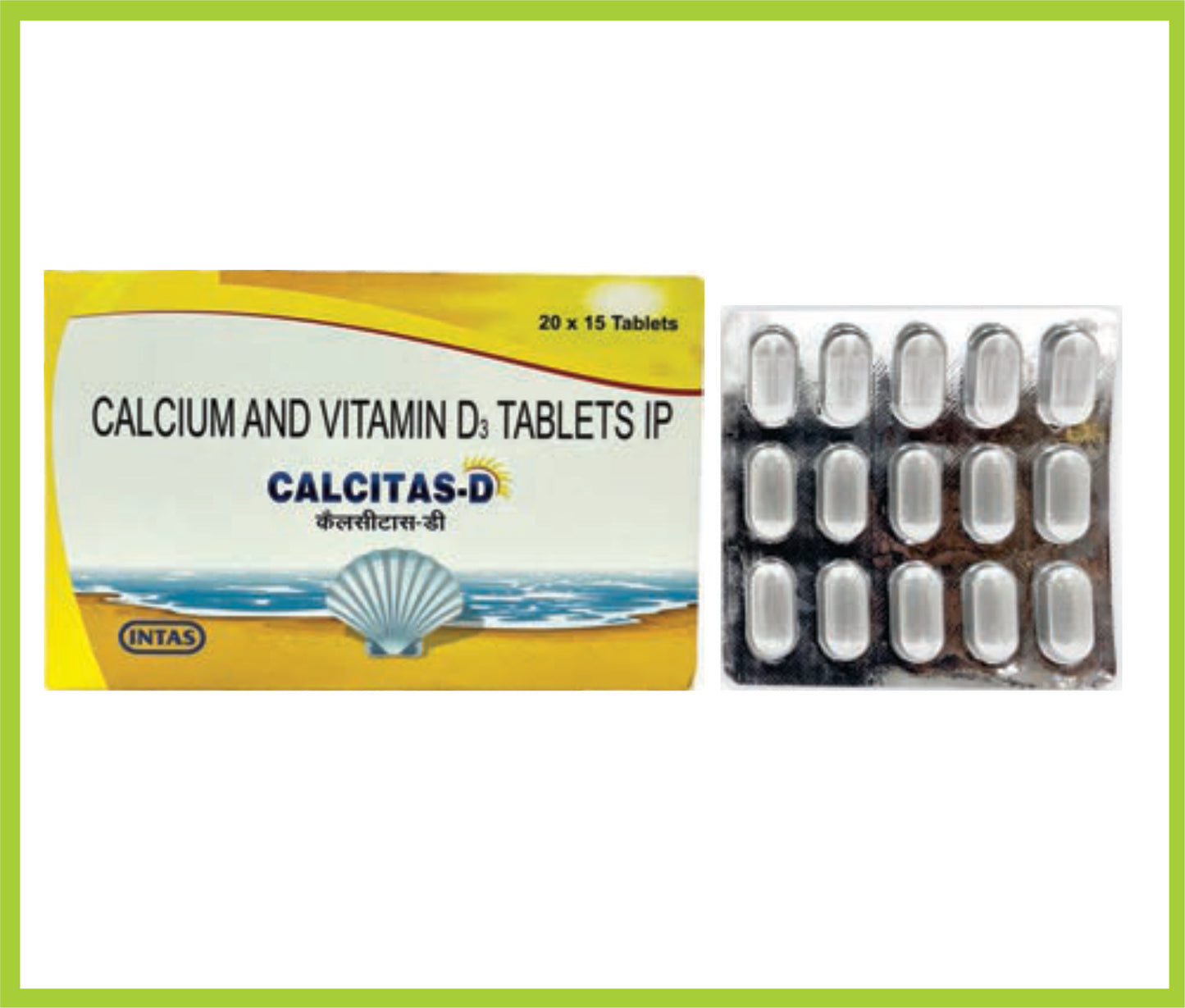 Calcitas-D 500 15 Tab Calcium 500 mg + Cholecalciferol 250 IU by Intas