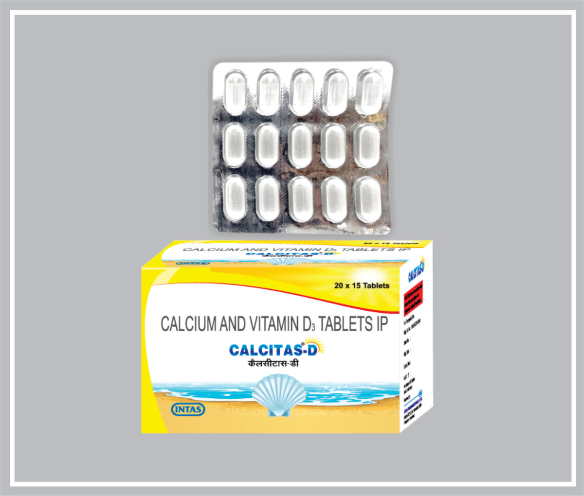 Calcitas-D 500 15 Tab (Elemental Calcium 500 Mg, Vitamin D3 250 Iu Tab) By Intas