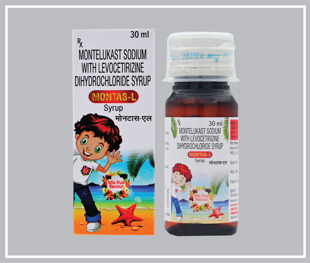 Montas-L Syp 30 Ml (Montelukast 4 Mg/5 Ml, Levocetirizine 2.5 Mg/5 Ml Syr) By Intas