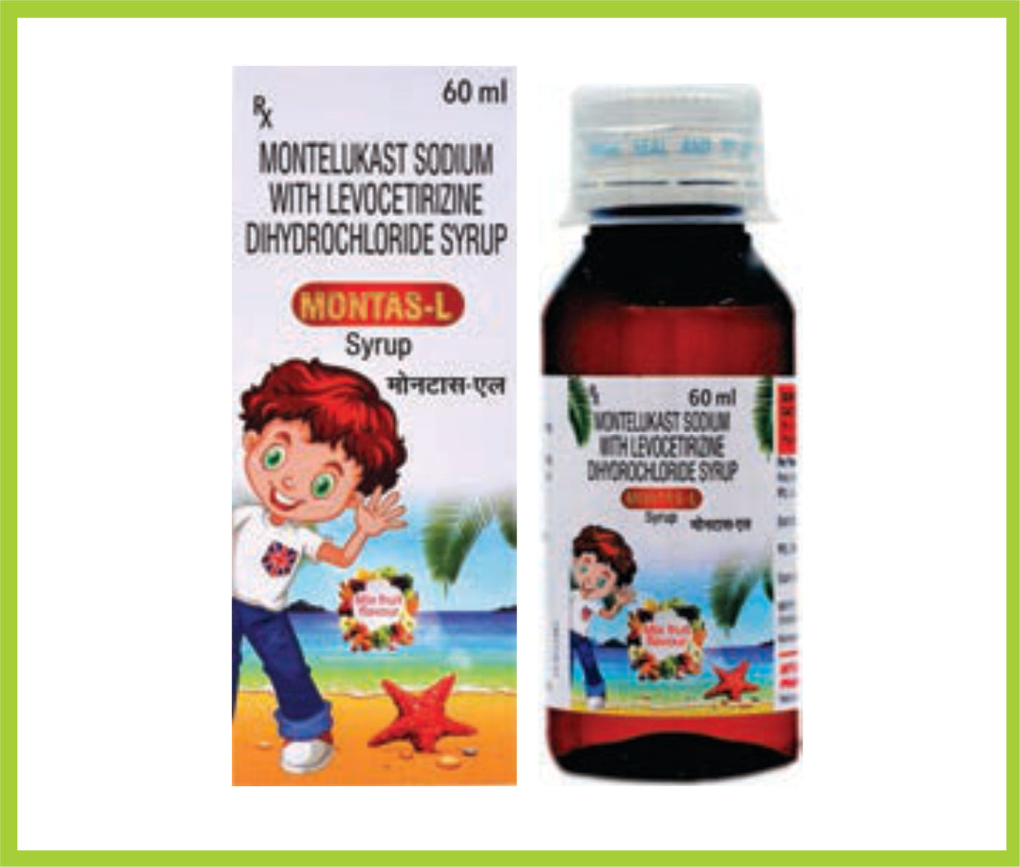 Montas-L Syp 60 Ml Montelukast 4 mg + Levocetirizine 2.5 mg by Intas