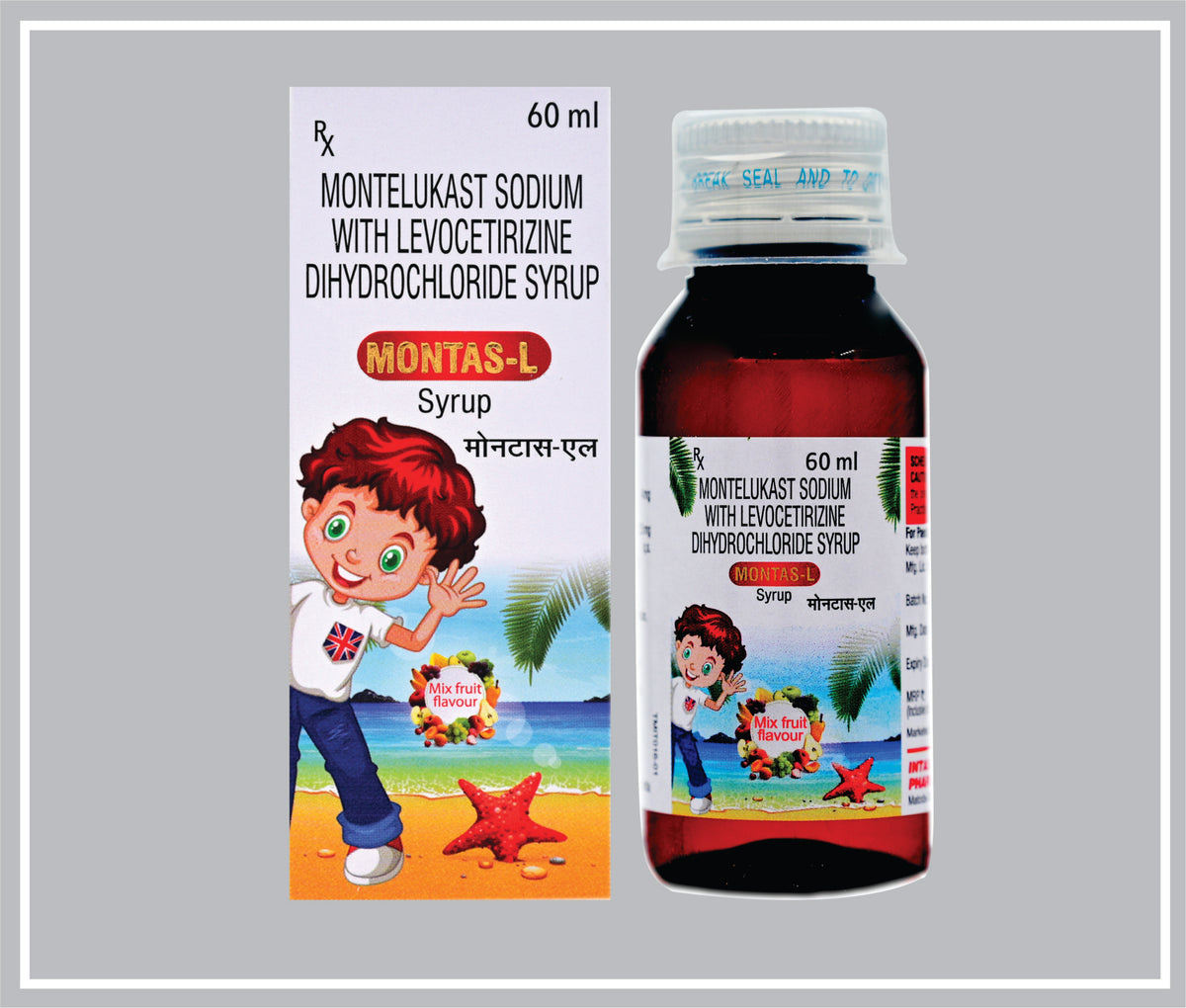Montas-L Syp 60 Ml (Montelukast 4 Mg/5 Ml, Levocetirizine 2.5 Mg/5 Ml Syr) By Intas
