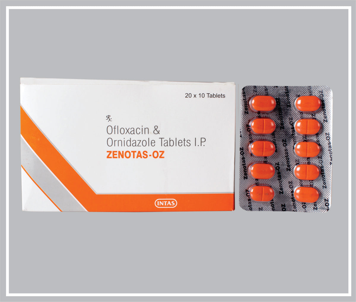 Zenotas-Mz Suspension 30 Ml (Ofloxacin 50 Mg/5 Ml, Metronidazole 120 Mg/5 Ml, Simethicone 10 Mg/5 Ml Susp) By Intas