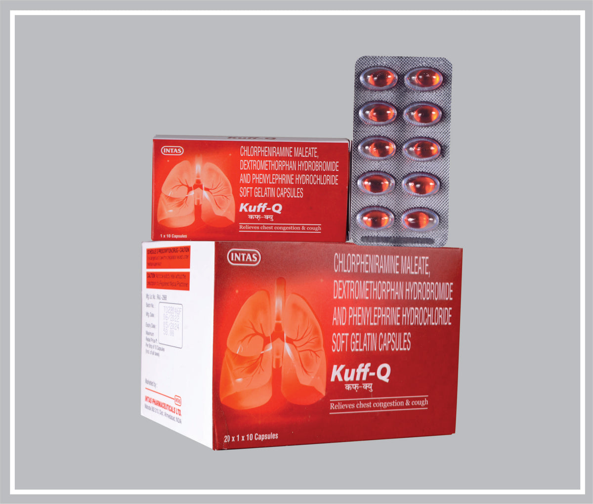 Kuff-Q 10 Cap (Dextromethorphan 10 Mg, Phenylephrine 5 Mg, Chlorpheniramine 2 Mg Cap) By Intas