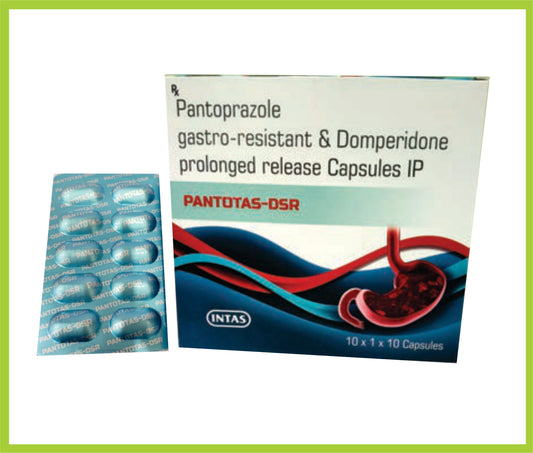 Pantaquik Dsr 10 Cap Pantoprazole 40 mg + Domperidone 10 mg by Intas