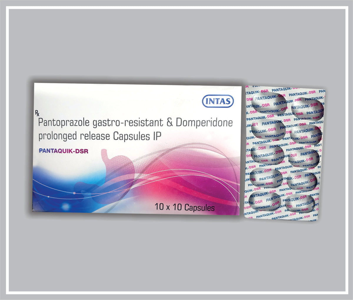 Pantaquik Dsr 10 Cap (Pantoprazole 40 Mg Enteric-Coated, Domperidone 10 Mg Sr Cap) By Intas