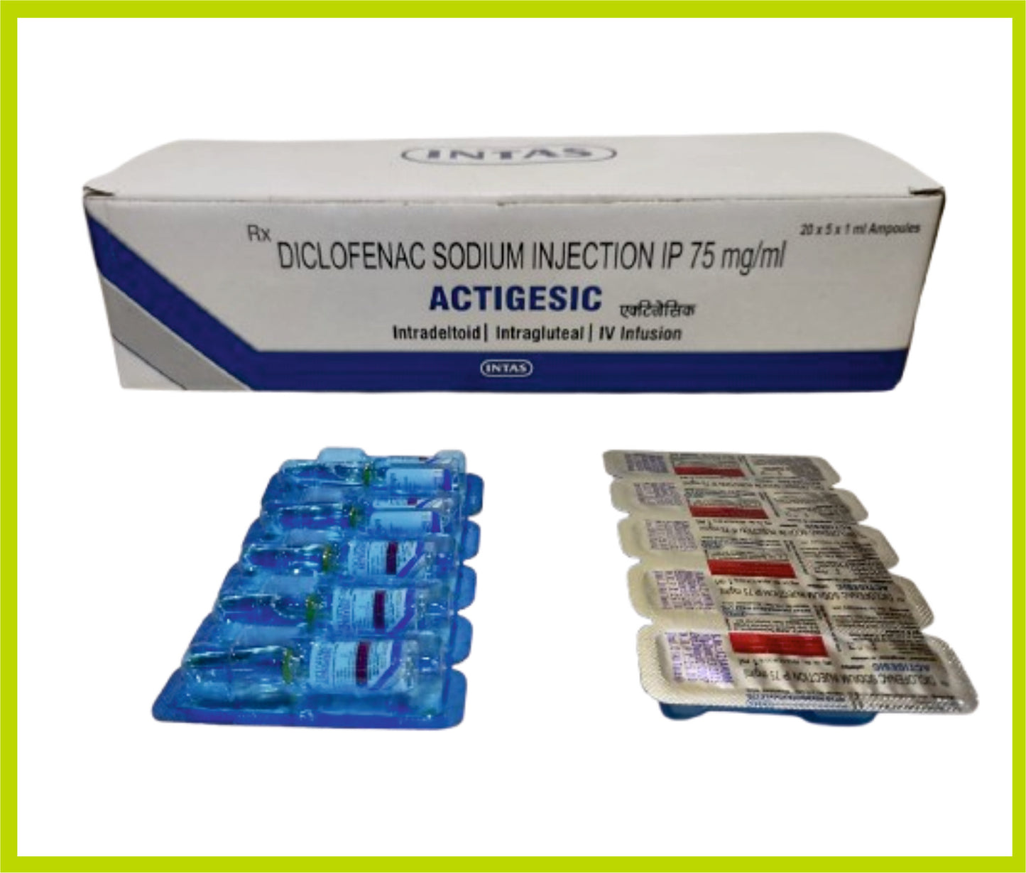 Actigesic 1 Ml (Diclofenac Sodium 75 Mg/Ml Inj) By Intas